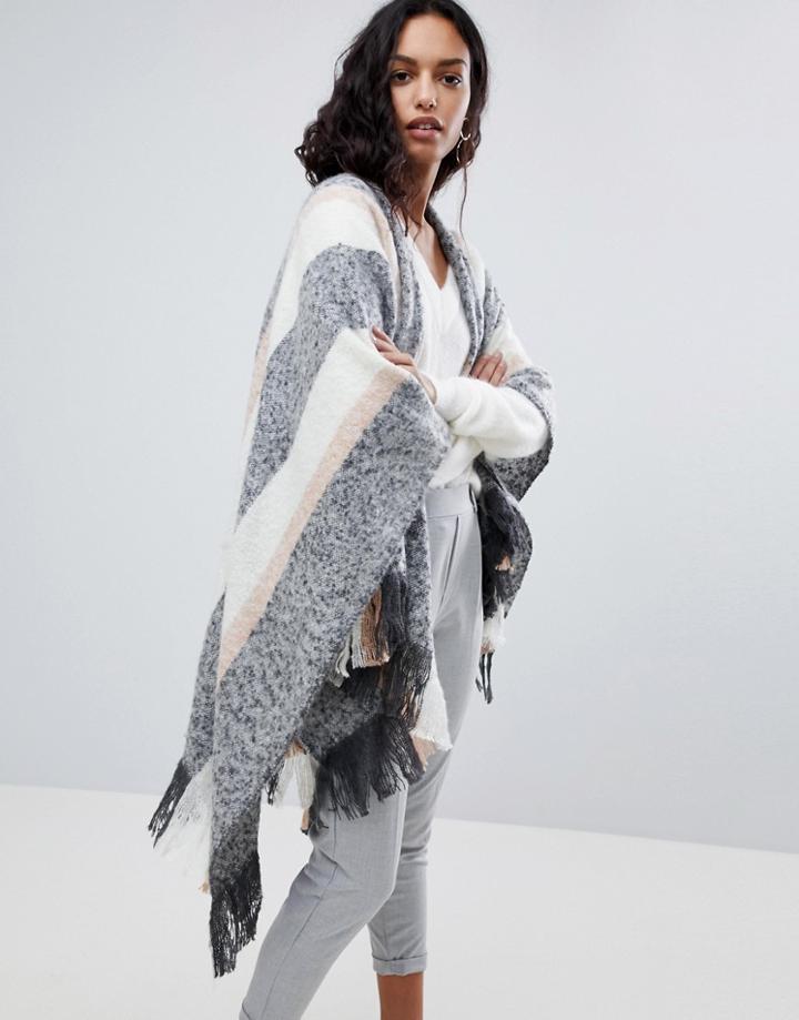 Y.a.s Lisa Knit Poncho Cardigan - Gray