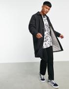 Asos Design Trench Coat In Black With Quilted Lining