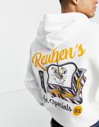 Asos Design Oversized Hoodie In White With Cartoon Food Back Print