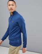 Lyle & Scott Golf Sands 1/4 Zip Merino Knit Sweater In Blue - Blue