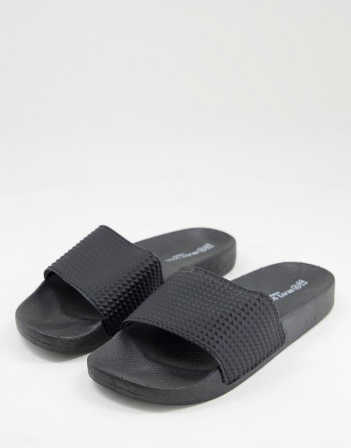 Brave Soul Embossed Stud Sliders In Black