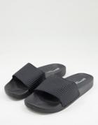Brave Soul Embossed Stud Sliders In Black