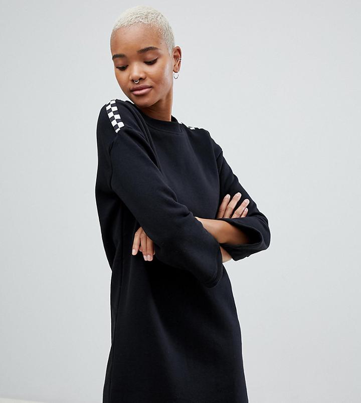 Vans Black Sweat Dress With Checkerboard Arms