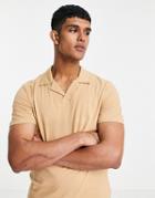 Only & Sons Camp Collar Polo In Tan - Part Of A Set-brown