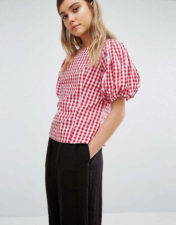 Style Mafia Gingham Blouse - Red
