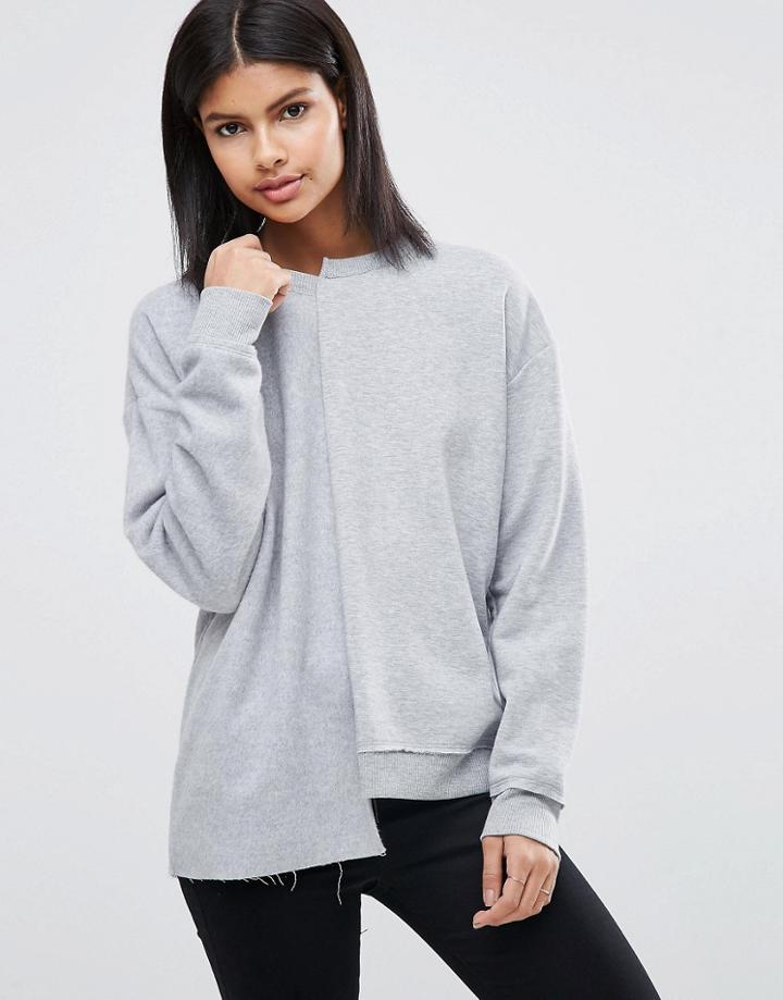 Asos Sweatshirt With Frankenstein Panels - Gray