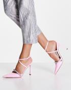 Asos Design Primrose Embellished High Heeled Shoes In Pink Patent