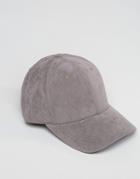 New Look Faux Suede Baseball Cap In Gray - Gray