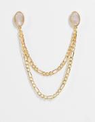 Asos Design Collar Tips With Faux Pearl And Gold Tone