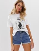 Asos Design Oversized T-shirt With Solstice Print - White