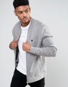 Asos Jersey Bomber Jacket In Gray With Embroidery - Gray