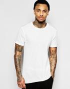 Asos Longline Muscle T-shirt In Fine Rib With Scoop Hem In Off White - Off White
