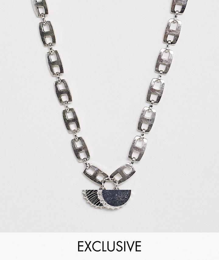 Reclaimed Vintage Inspired Chunky Short Neckchain With Bottle Top In Burnished Silver Exclusive To Asos - Silver