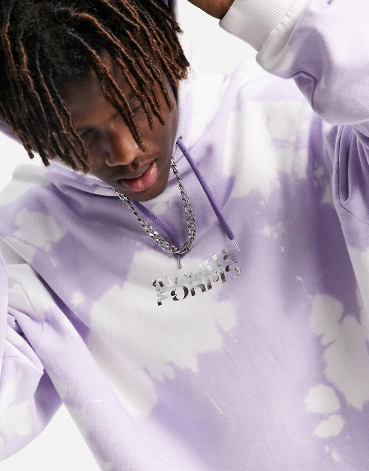 Asos Design Set Oversized Hoodie In Purple Tie Dye With Reflective Back Print-green