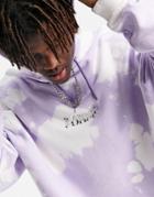Asos Design Set Oversized Hoodie In Purple Tie Dye With Reflective Back Print-green