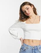 Cotton: On Long Sleeve Top In White