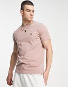 Pretty Green Organic Small Logo Organic Cotton T-shirt In Pink