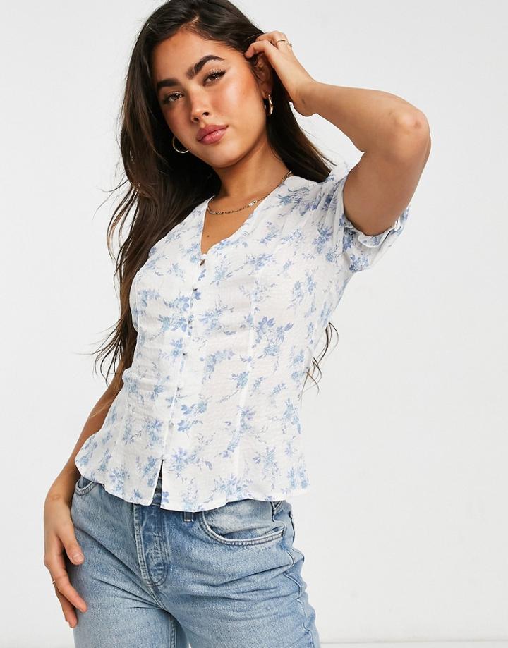 Warehouse Bonnie Ditsy Button Front Top In Multi