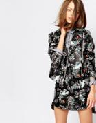 Sister Jane Biker Jacket In Painted Floral Print Co-ord - Multi