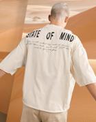 Asos Design Oversized T-shirt In Beige With Back Text Print-neutral