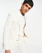 Asos Design Wedding Super Skinny Suit Jacket In Stone Crosshatch-neutral