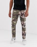 Asos Design Slim Jeans In Camo Print - Green