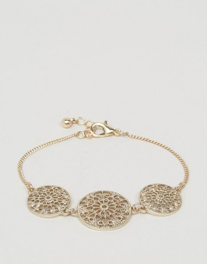 Asos Pretty Filigree Disc Bracelet - Gold
