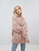 Weekday Soft High Neck Sweater - Pink