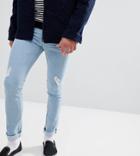 Just Junkies Skinny Jeans In Light Wash With Rip And Repair - Blue