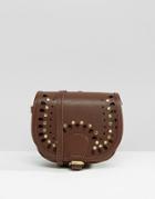 New Look Studded Mini Saddle Bag - Tan