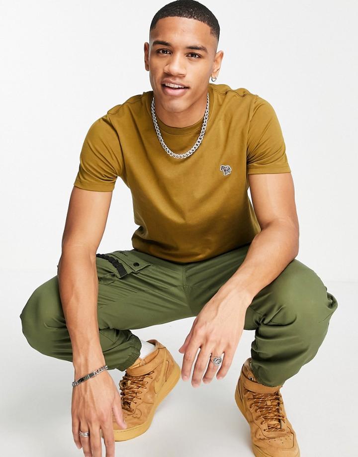 Ps Paul Smith Zebra Logo T-shirt In Khaki-green