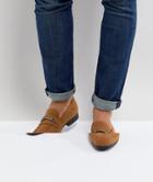 Asos Loafers In Tan Faux Suede With Snaffle Detail - Tan