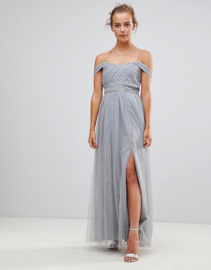 Little Mistress Jewel Waist Maxi Dress-multi
