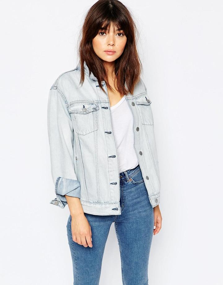 Weekday Double Denim Boyfriend Jacket - Blue Beat