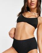 & Other Stories Recycled Textured Smock High Waist Bikini Bottom In Black