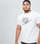Asos Design Plus Relaxed T-shirt With Slow And Steady Print - White