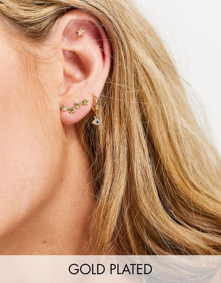 Pieces 18k Gold Plated Star Stud And Star Constellation Earrings