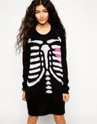 Asos Halloween Skeleton Knit Sweater Dress - Black