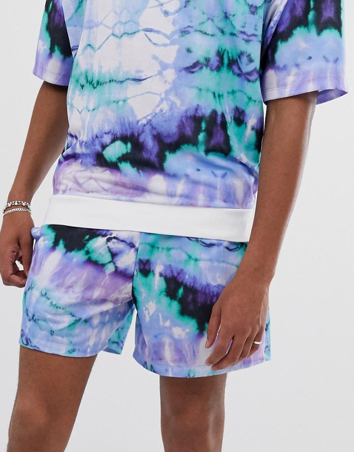 Asos Design Two-piece Shorts In Tie Dye - Blue