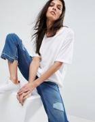 Asos T-shirt In Linen Mix Fabric - White