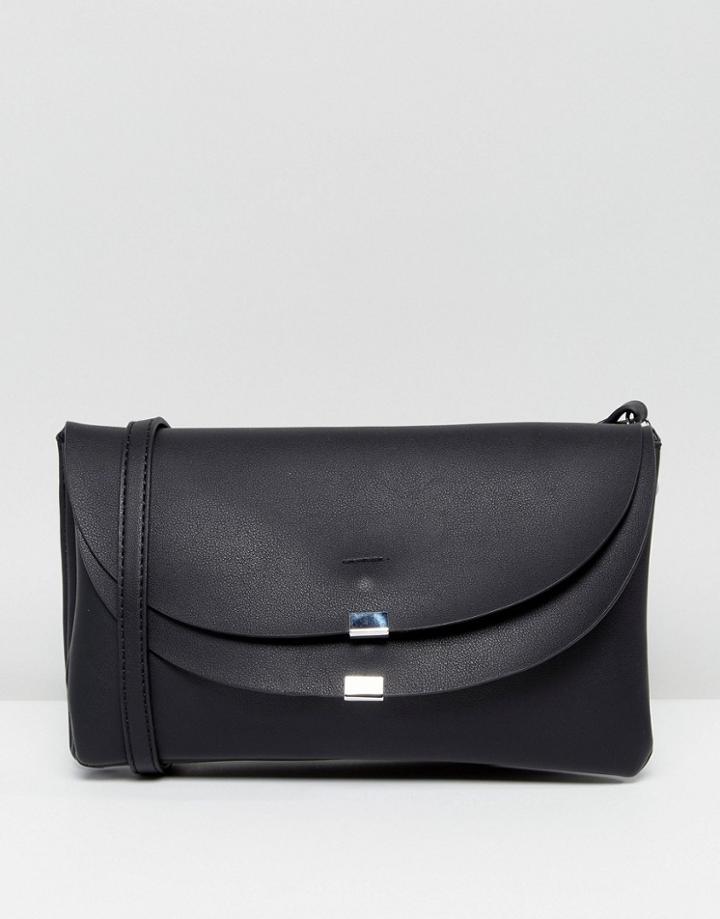 Melie Bianco Vegan Leather Foldover Crossbody Bag - Black