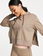 Puma Training Desert Cropped Hoodie In Brown