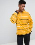 Asos Oversized Stripe Hoodie With Half Zip - Yellow