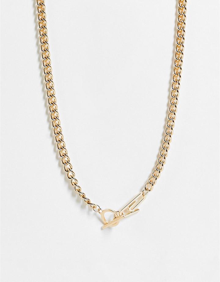 The Status Syndicate Chunky Chain Necklace With A Crystal Paperclip Detail In Gold