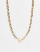 The Status Syndicate Chunky Chain Necklace With A Crystal Paperclip Detail In Gold