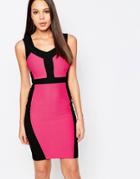 Vesper Serena Color Block Pencil Dress - Pink