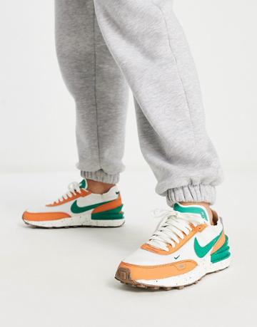 Nike Waffle One Crater Sneakers In Sail/malachite-white