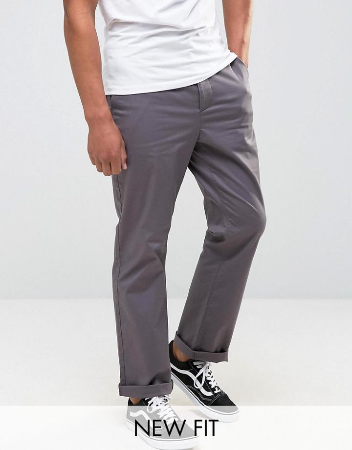 Asos Straight Chinos In Dark Gray - Purple