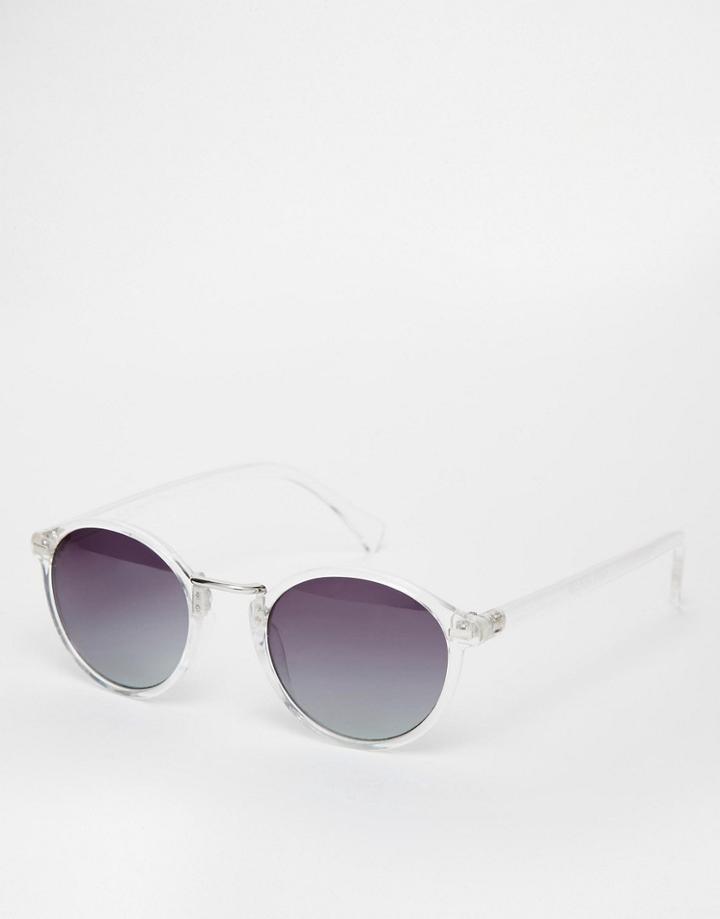 Asos Fine Frame Round Sunglasses - Clear