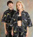 Collusion Unisex Boxy Shirt In Warped Print - Part Of A Set-multi
